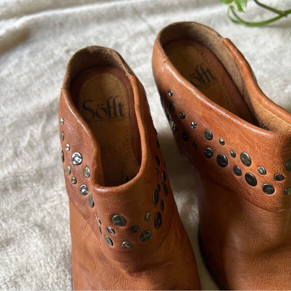 Sofft Studded Leather Heeled Mules - Picture 4 of 10